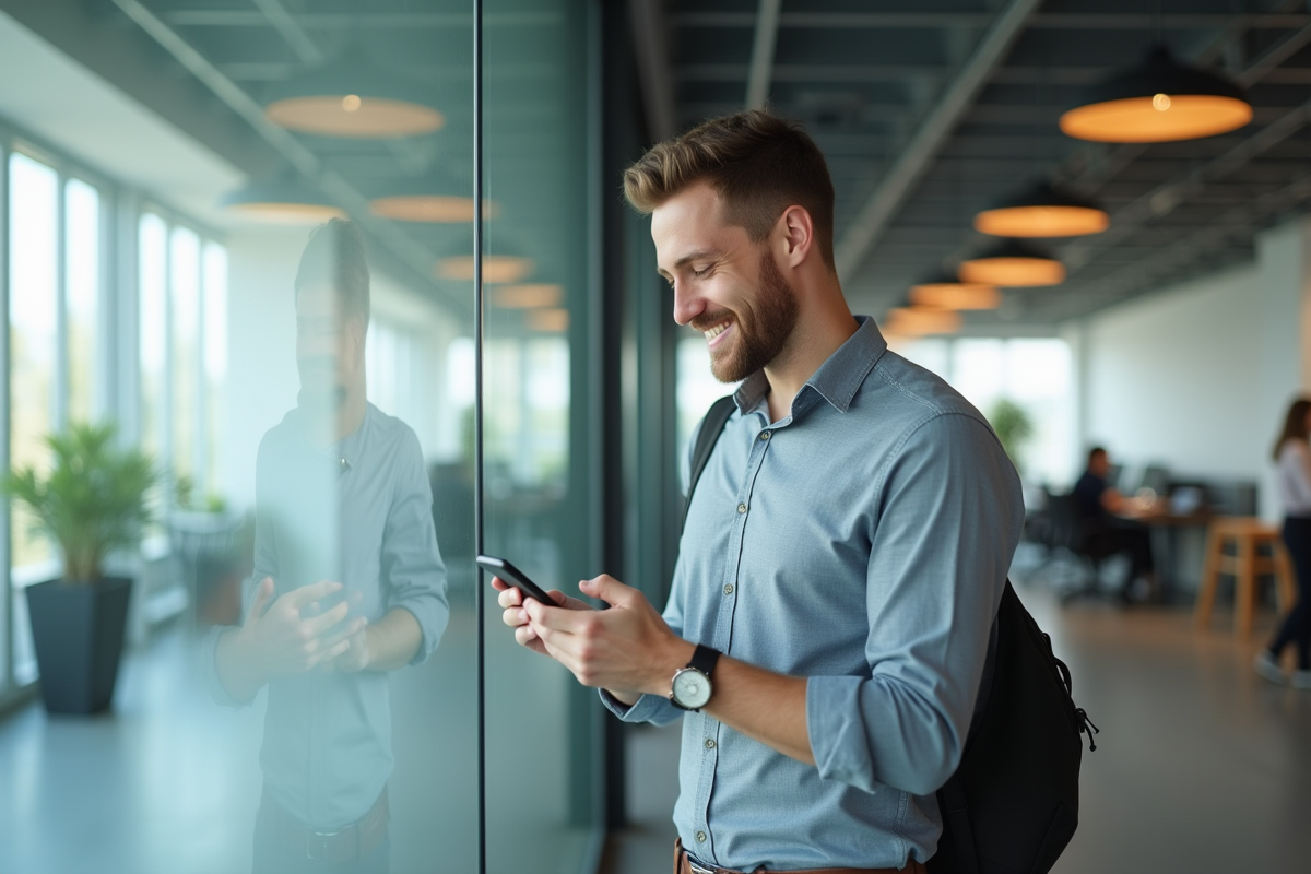 Jeune homme dans un espace détente d