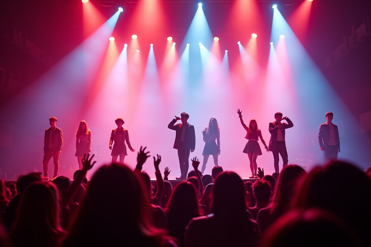 Groupe de Kpop en performance sur scène lors d’un concert